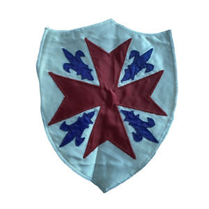 Large Vintage Motorcycle Satin Back Patch with cross and fleur de lis 8"L x6"W